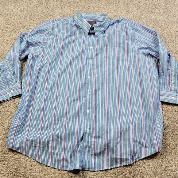K&S Signature Shirt Mens 20 33/4 Big Multicolor Long Sleeve Button Up Striped - Picture 1 of 8